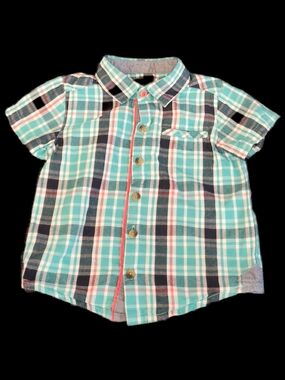 #KCN99 Boys Plaid Button-Front Shirt - Blue & Teal